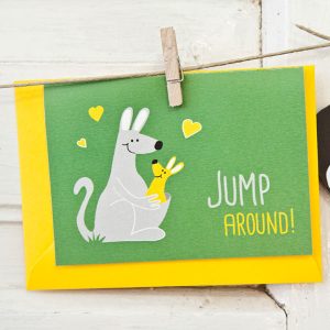 Klappkarte mit Kuvert zur Geburt - Känguruh