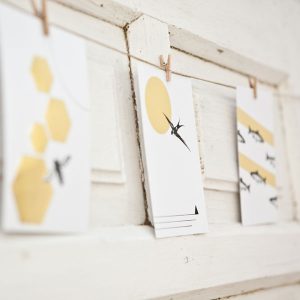 Postkarten Set Gold *Biene, Fische, Schwalbe*