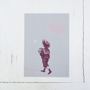 Postkarte Vintage *Bub und Kolibri*