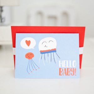 Klappkarte mit Kuvert zur Geburt - Qualle