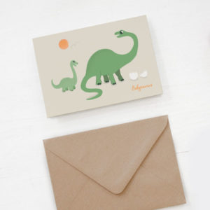 Grußkarte mit Kuvert zur Geburt - Babysaurus