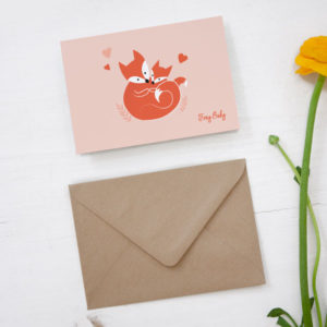 Grußkarte mit Kuvert zur Geburt - Foxy Baby
