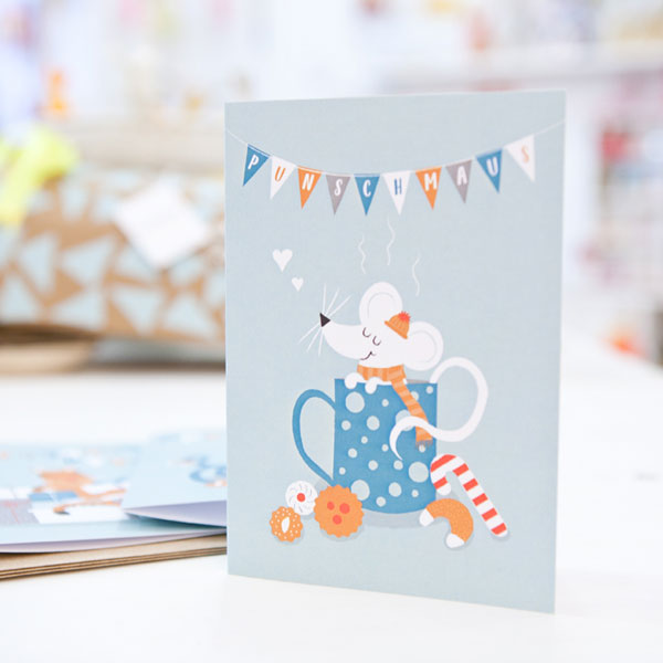 3er Set Klappkarten - Kekskrake, Punschmaus & Geschenketiger – Bild 7