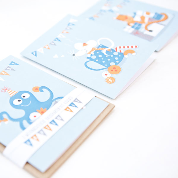 3er Set Klappkarten - Kekskrake, Punschmaus & Geschenketiger – Bild 2