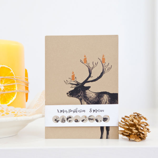 8er Set Postkarten - Weihnachtstiere