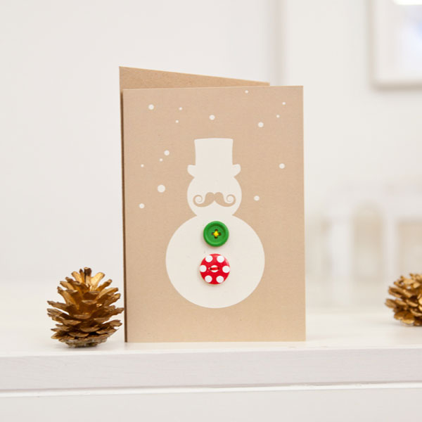 Knopfkarte Schneemann