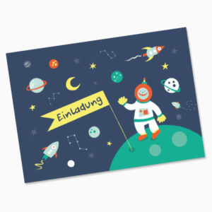 Geburtstags-Einladungen Weltraum 12er Set
