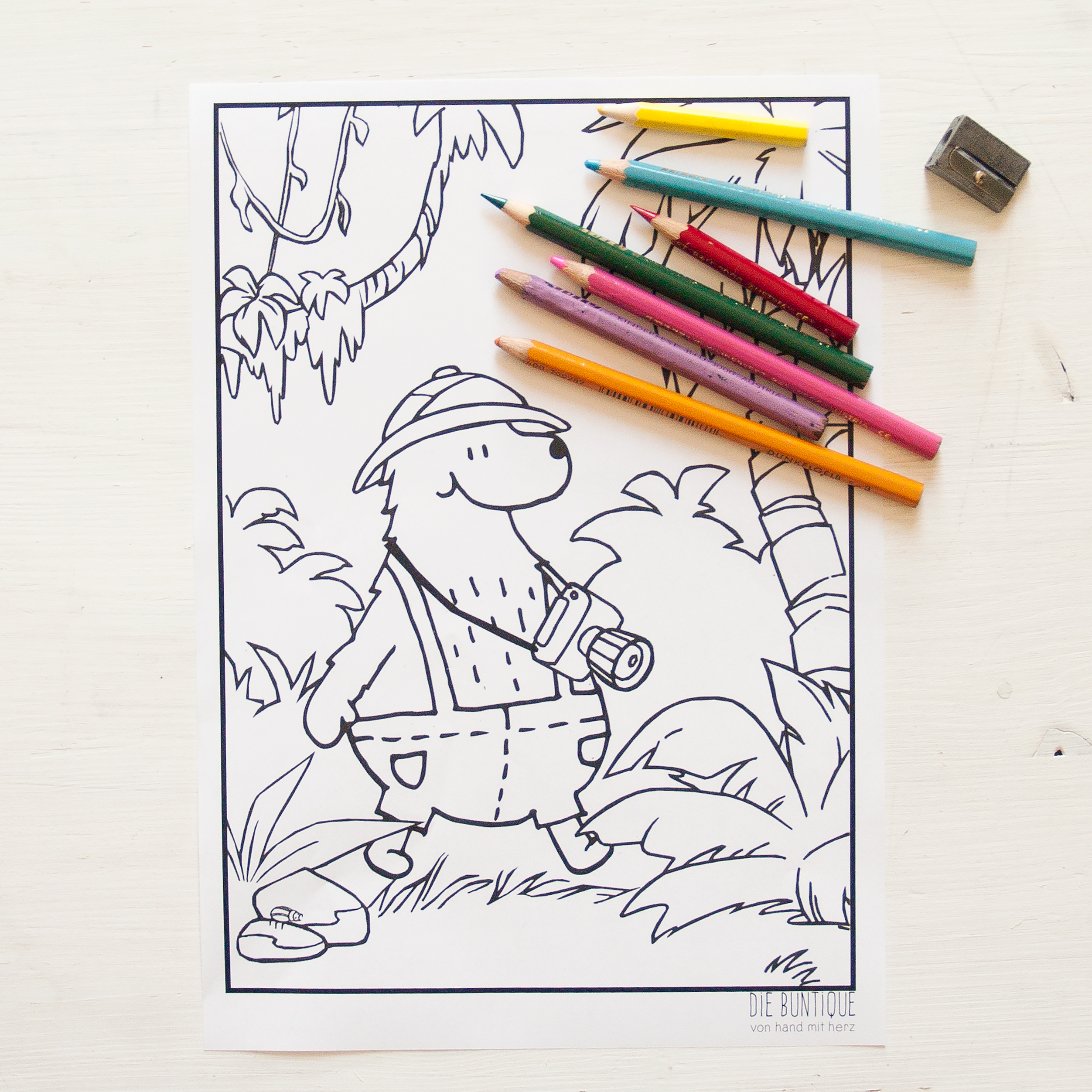 Ausmalbild - Buntiquebär auf Safari – Bild 4