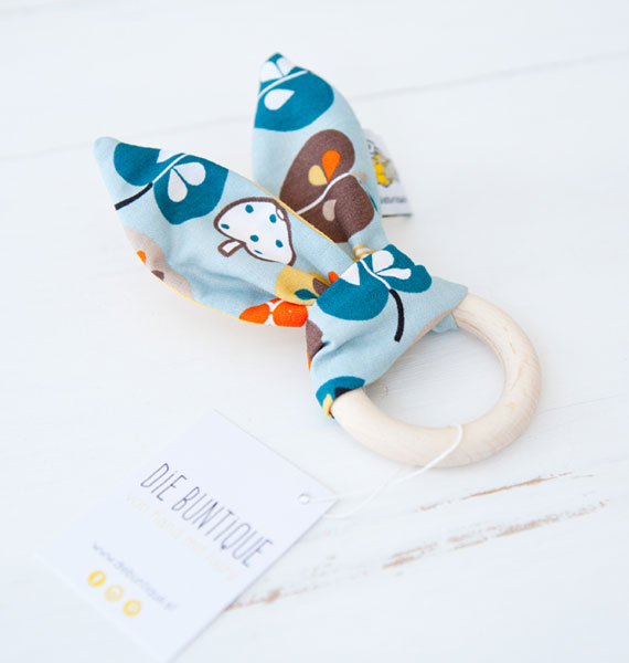 Beißring Hase - türkis & gelb