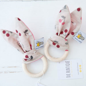 Beißring Hase - beige & rosa