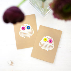Knopfkarte Eule