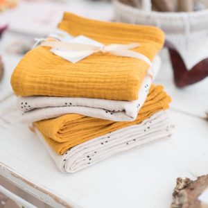 Musselin Tücher Set senfgelb & beige