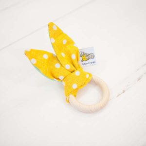 Beißring Hase - gelb & grün