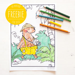 Ausmalbild - Buntiquebär auf Safari