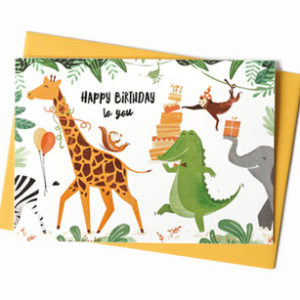 Grußkarte Geburtstag - Dschungel Tierparade