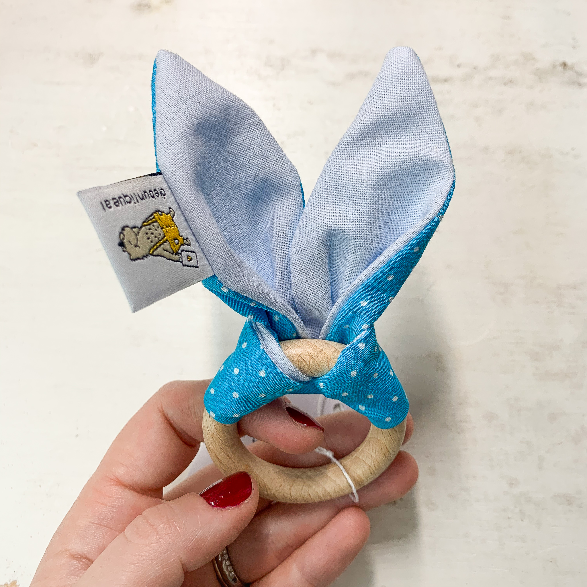 Beißring Hase - türkis & hellblau – Bild 3