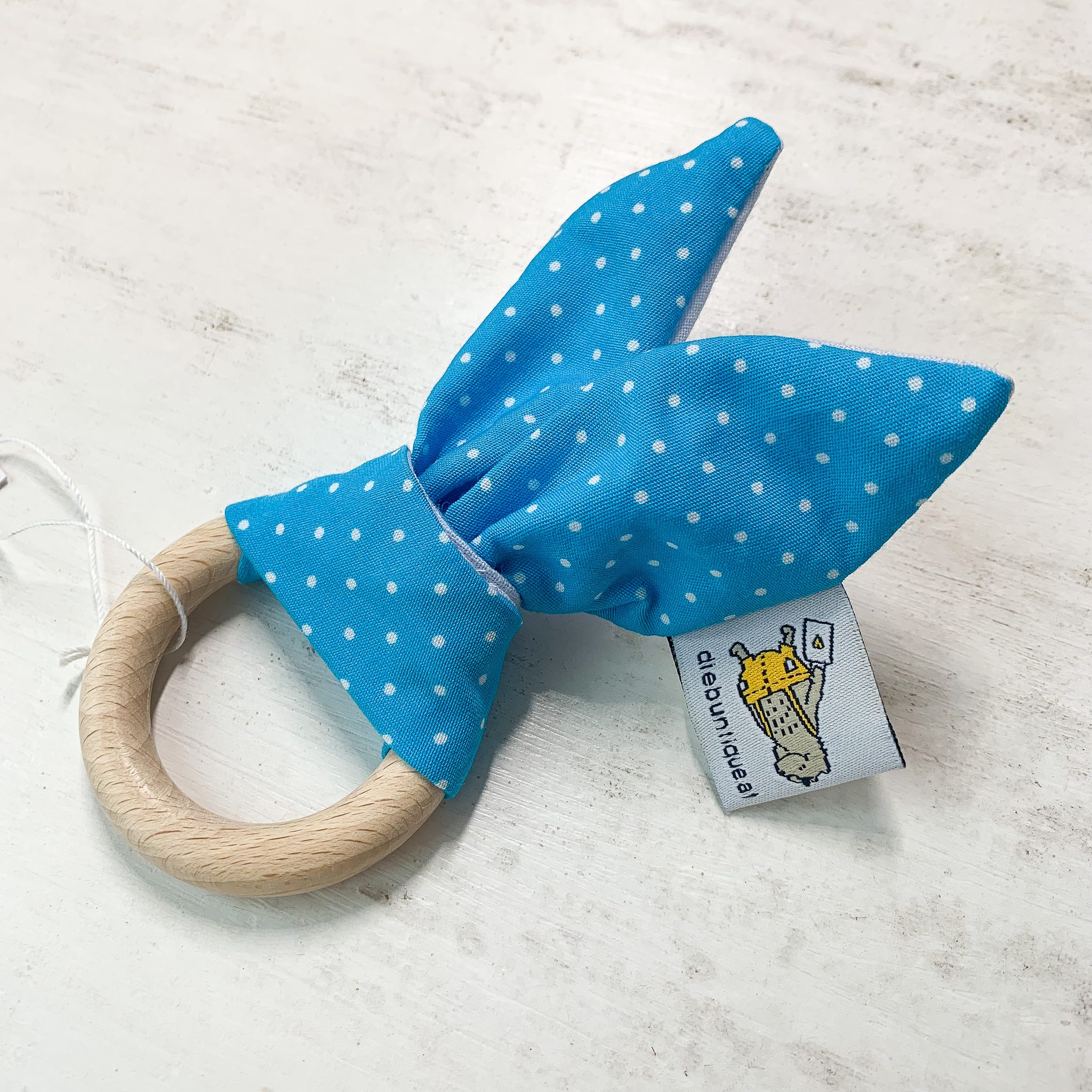 Beißring Hase - türkis & hellblau