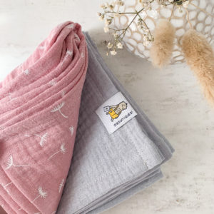 Musselin Tücher Set rosa & grau